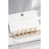 925 Ayar Gümüş Çivi Pirinç Gold Renk İşlemeli Halka Model Kadın Küpe Seti