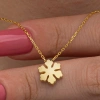 925 Ayar Gümüş Gold Minimal Kar Tanesi Kadın Kolye T8658 (74)