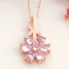925 Ayar Gümüş Rose Pembe Sevgi Çiçeği Kadın Kolye T8179 (74)
