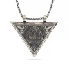 925 Ayar Gümüş Üçgen İçi Açılabilen Osmanlı Arma Muskalık Gümüş Kolye T6013 (74)