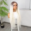 Afro Daa Kumral Beyaz Platin Ombre Fiber Sen Tül Peruk