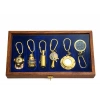 Ahşap Kutulu Denizci Temalı Pirinç Anahtarlık Seti Key-0285