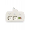 Akım Korumalı 2’li Ayrı Anahtarlı Priz, 2x Priz, 3x Usb, 1x Type-c, 2 Mt Kablo, Hızlı Şarj