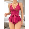 kapsulavm Fuşya Dantel İşlemeli Kurdelalı Fantezi Tül Babydoll