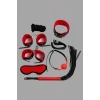 kapsulavm Kırmızı/Siyah İçi Tüylü Deri 7li Harness Set
