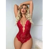 kapsulavm Metal Kalp Aksesuarlı Fantezi Dantelli Kırmızı Body