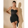 Arias Closet Özel Şık Tasarım Siyah Korse Görünümlü Mini Club Elbisesi