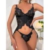 Arias Closet Özel Tasarım Arkadan Bağcıklı Fantezi Siyah Jartiyer Takım