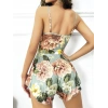 kapsulavm Özel Tasarım Çiçek Desenli İnce Askılı Dantel İşlemeli Göğüs Dekolteli Mini Şortlu Babydoll