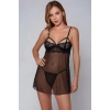 kapsulavm Özel Tasarım Siyah Dantel İşlemeli Fantezi Tül Gecelik Takımı