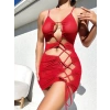 Arias Closet Şık Tasarım Kırmızı İp Bağlamalı Fantezi Gece Elbisesi