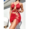 Arias Closet Şık Tasarım Kırmızı İp Bağlamalı Fantezi Gece Elbisesi