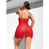 Arias Closet Şık Tasarım Kırmızı İp Bağlamalı Fantezi Gece Elbisesi
