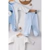 Ayıcık Nakışlı Tulumlu % 100 Pamuk Erkek Bebek 5li Set