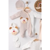 Ayıcık Nakışlı Tulumlu % 100 Pamuk Erkek Bebek 5li Set