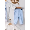 Ayıcık Nakışlı Tulumlu % 100 Pamuk Erkek Bebek 5li Set