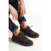 Casual Hakiki Deri Süet Rahat Erkek Ayakkabı Kahverengi