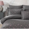 Çift Kişilik Poplin Premium Nakışlı Nev Spring Gri