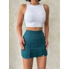 Çift yırtmaçlı atlas şort etek petrol yeşili s240364