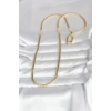 CM 14K Gold Renk Yassı Ezme Zincir Model 60 cm Kadın Kolye