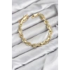 CM Kalın Zincir Model Gold Renk Pirinç Kadın Bileklik