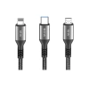 Dc62 3in1 Type-c To 60w Type-c / 12w Lightning / 15w Micro 1.2m Hızlı Şarj Kablo - Siyah