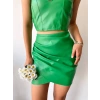 Drapeli deri etek yeşil