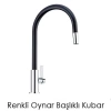 Esnek Kıvrılabilir Renkli Silikon Oynar Başlıklı Musluk Bataryası Başlığı Kubar (  )