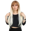 Fiber Sen Uzun Düz Kahküllü Peruk / Balköpüğü / Platin Ombreli