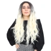 Fiber Sen Uzun Su Daası Peruk / Açık Siyah / Platin Ombreli