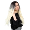 Fiber Sen Uzun Su Daası Peruk / Açık Siyah / Platin Ombreli