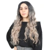Fiber Sen Uzun Su Daası Peruk / Siyah / Küllü Platin Ombreli