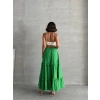 Fırfırlı brodeli astarlı uzun etek yeşil s255047