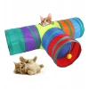 Gökkuşağı Desenli T Model Kedi Oyun Tüneli, Katlanabilir 50 x 75 cm