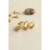Gold Renk 3 lü Zirkon Taşlı Halka Küpe Set
