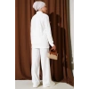 Gömlek Yaka Fitilli Salaş İkili Takım beyaz