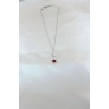 Gümüş Kaplama Kırmızı Gül Figürlü Kadın Kolye
