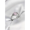 Gümüş Renk Pembe Damla Model Kadın Yüzük