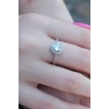 Gümüş Renk Zirkon Taşlı Kalp Model Charm Pirinç Kadın Yüzük
