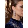 Gümüş Renk Zirkon Taşlı Sarmaşık Yaprak Model Kadın Abiye Küpe