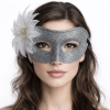 Gümüş Simli Tüylü B Maskesi – Kadın Parti & Maskeli B Maskesi