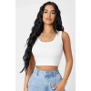 Kadın Beyaz Kare Yaka Crop Top Bluz