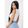Kadın Beyaz Kare Yaka Crop Top Bluz