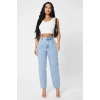 Kadın Beyaz Kare Yaka Crop Top Bluz