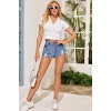 Kadın Beyaz Yarım Fermuarlı ve Kısa Kollu Crop Top Bluz