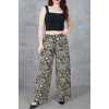 Kadın Leopar Desenli Rahat Kalıp Bol Paça Salaş Pantolon