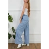 Kadın Rahat Kesim Beli Lastikli İ̇nce Kot Pantolon