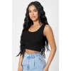 Kadın Siyah Kare Yaka Crop Top Bluz