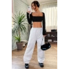 Kadın Siyah Uzun Kol Göğüs ve Sırt Dekolteli Crop Top Bluz