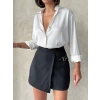 Kadın tokalı şort etek siyah s25449